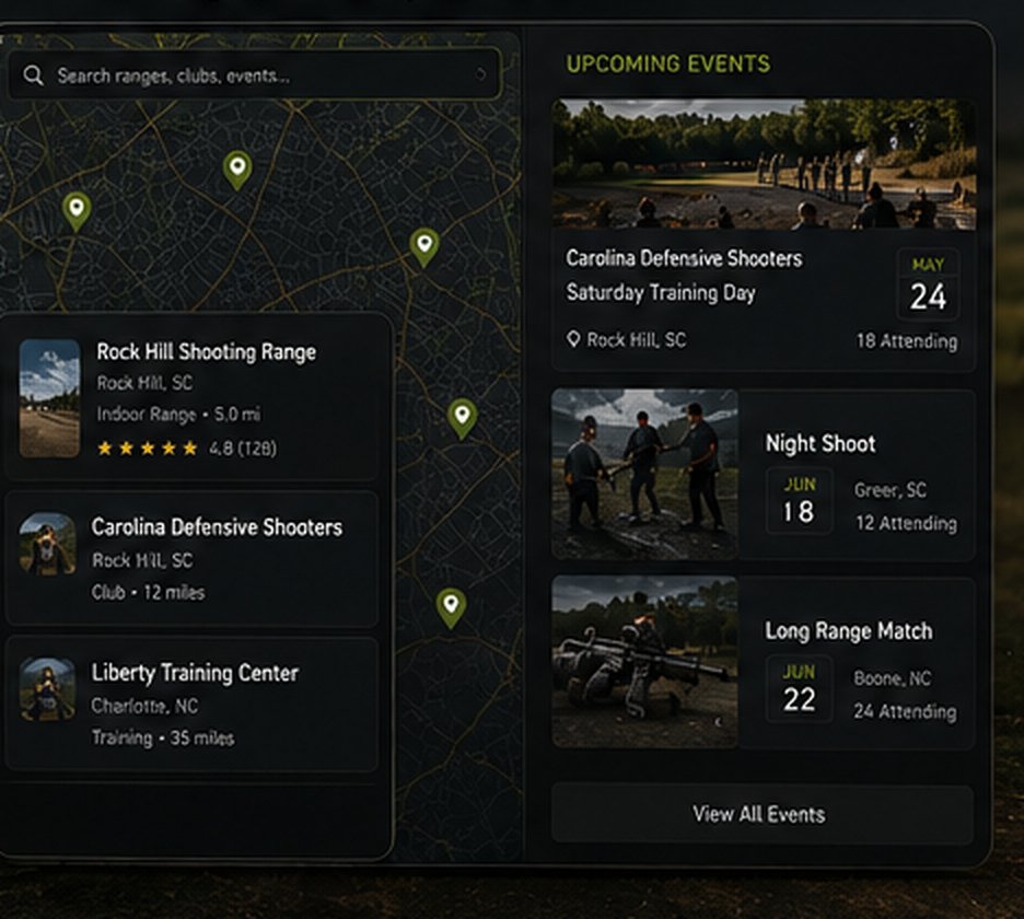 Range and event interface with upcoming activities